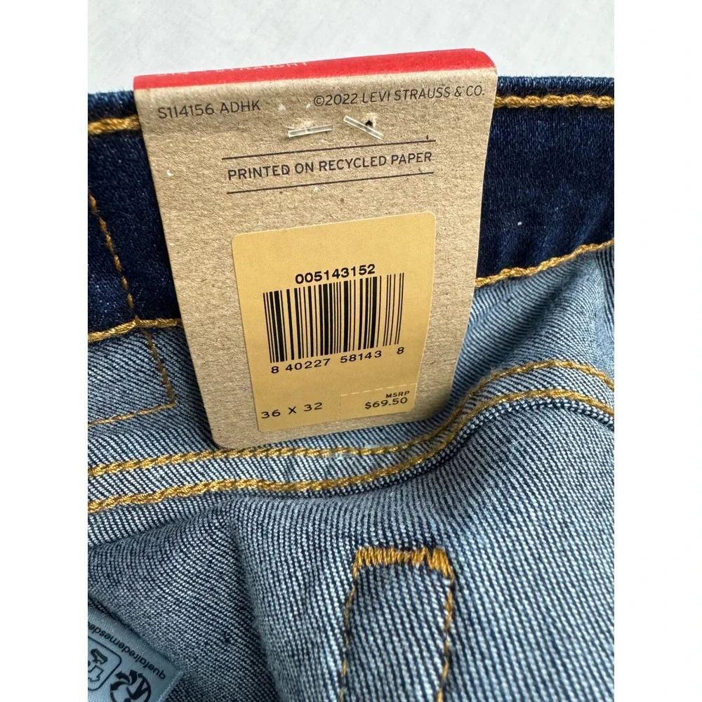 Levis 514 Straight Fit Stretch Mens Jeans Dark Indigo Blue 36x32